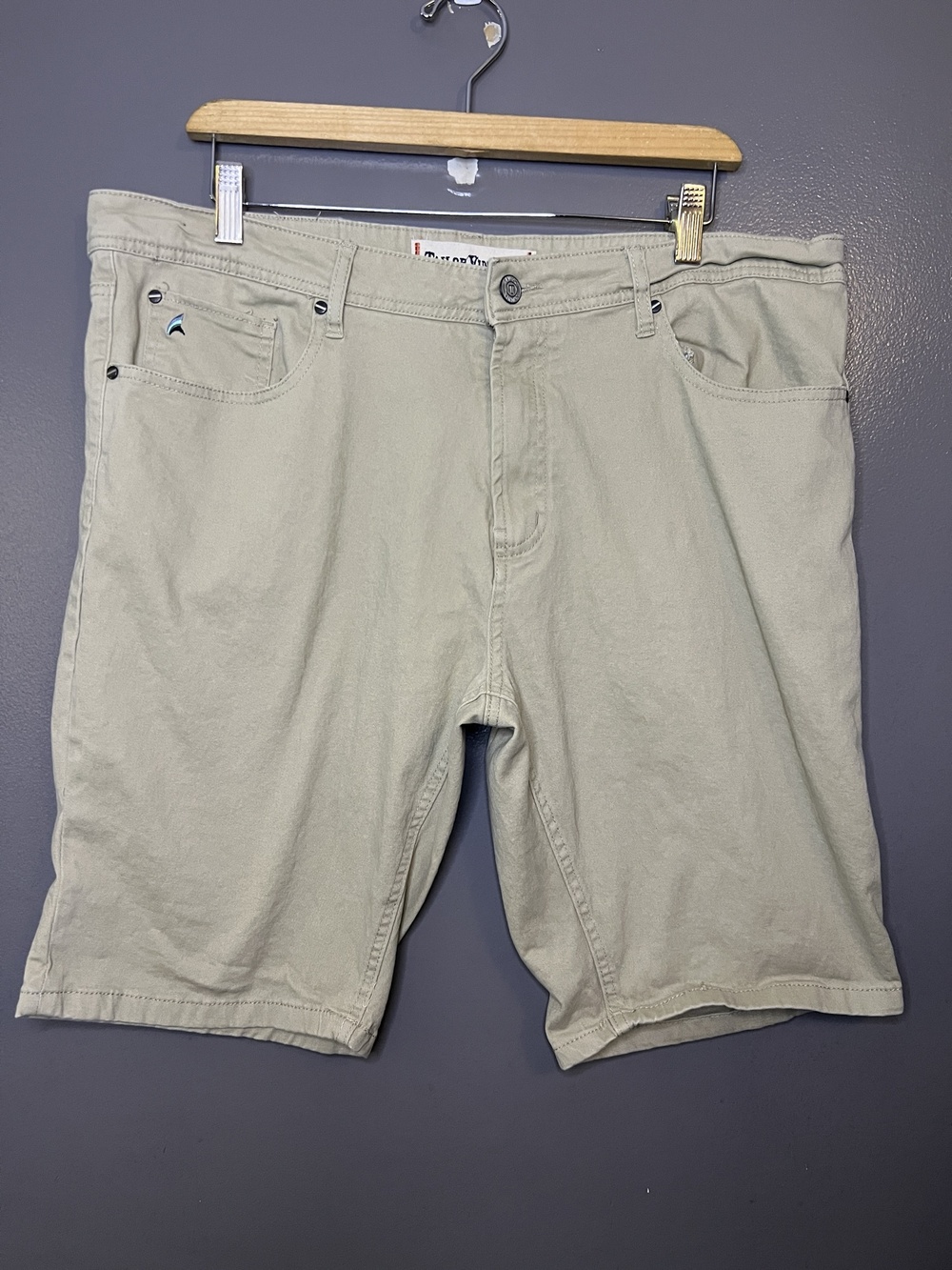 Tailor Vintage Shorts Mens 38 Beige New Canaan Slim Fit Stretch Chino Casual